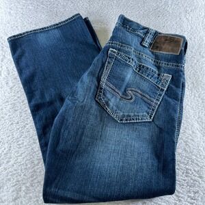 Silver Jeans Co Jeans Mens 36x30 Blue Wash Gordie Relaxed Straight Stretch Denim